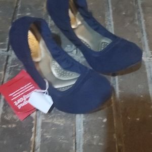 Navy suede flats